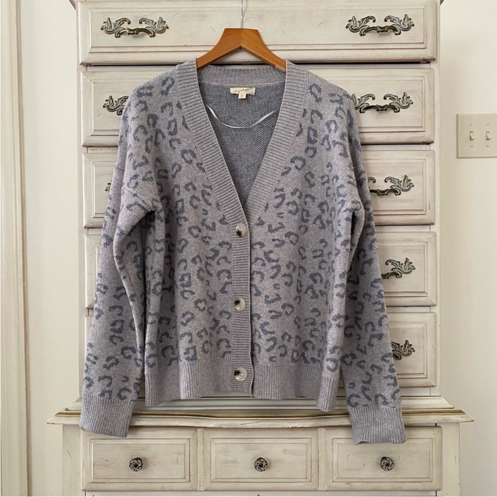 Vici Gray Leopard Print Cardigan